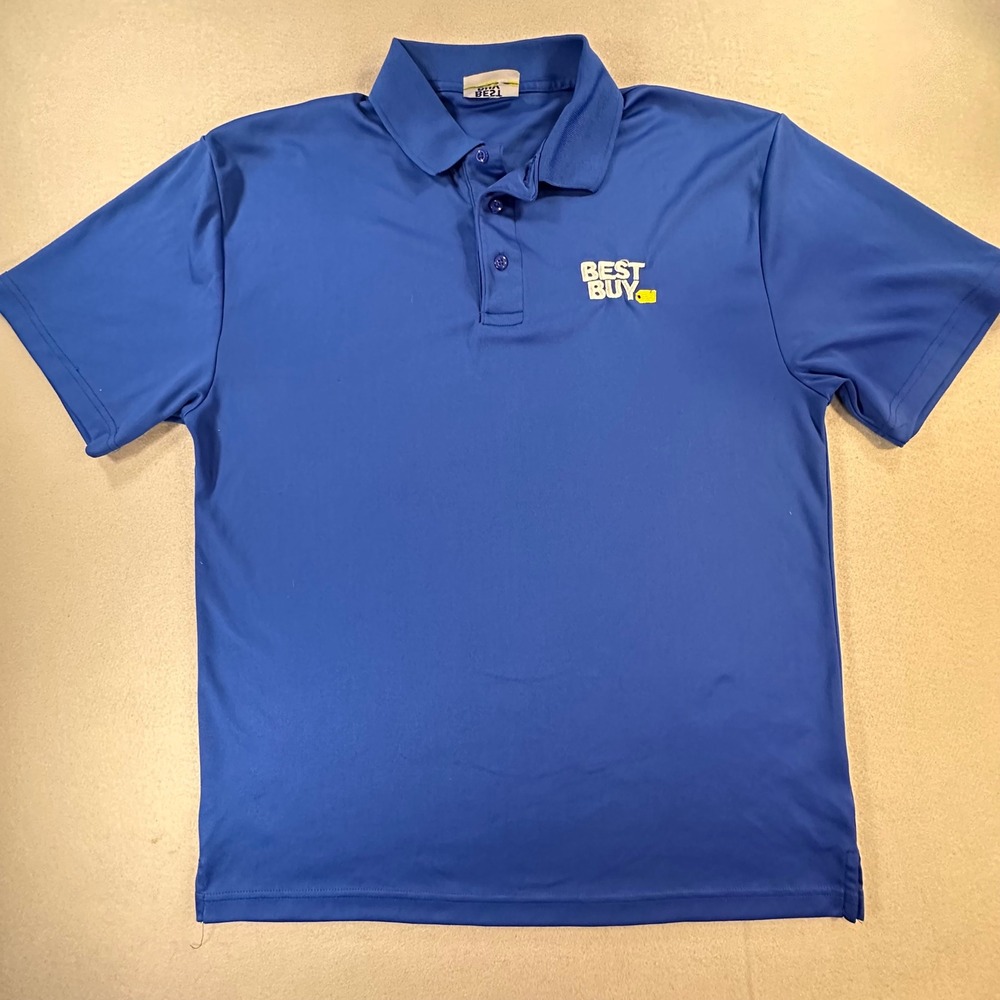 Best Buy Employee Uniform Polo Shirt Mens XL Blue Short Sleeve Work Corporate